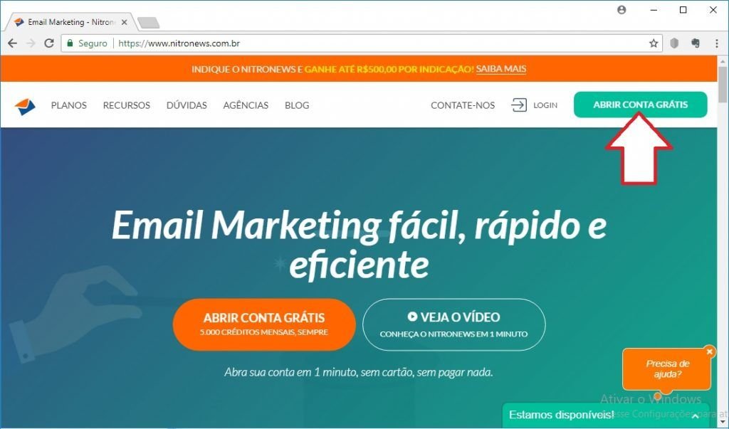 Abrir Conta de Email marketing Gratis