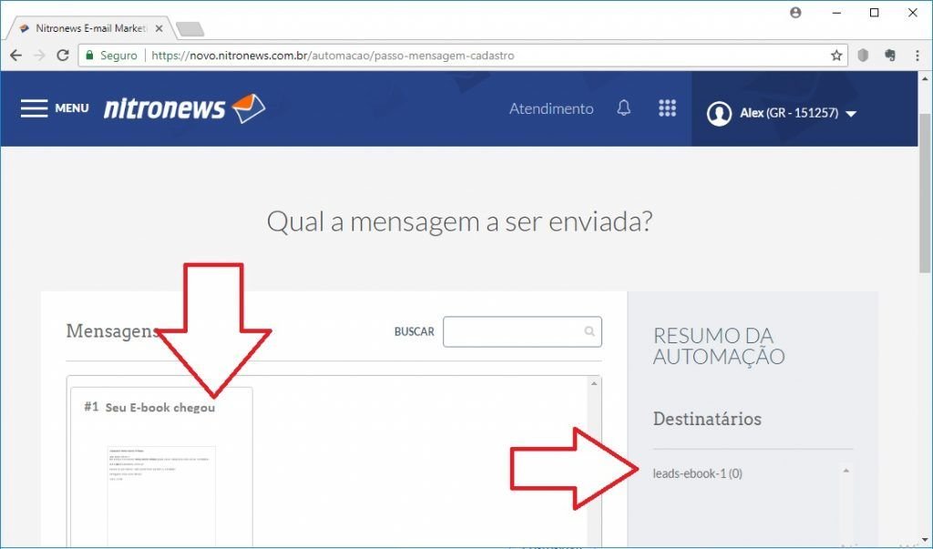 escolha da mensagem